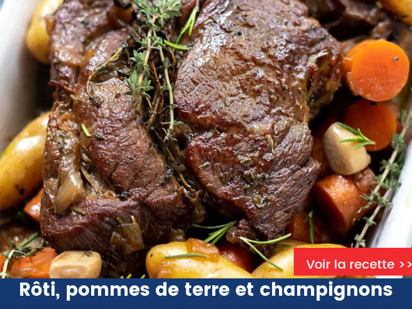 Rôti de boeuf aux pommes de terre et champignons